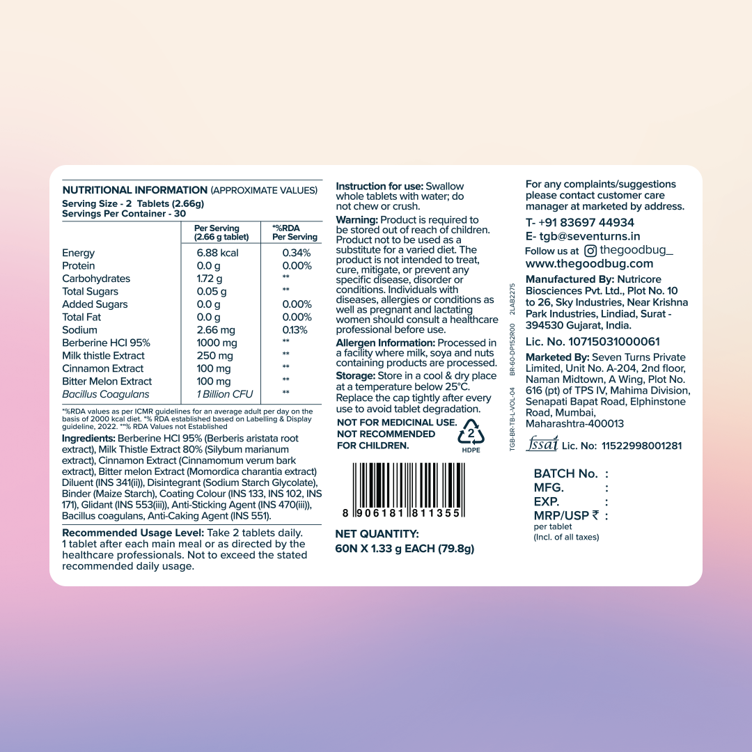 Berberine (95%) 1000mg + Probiotics