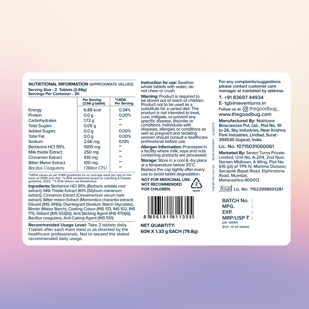 Berberine (95%) 1000mg + Probiotics